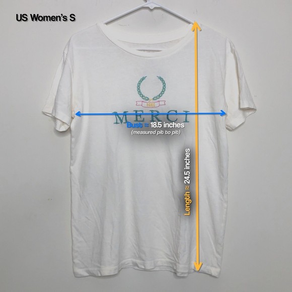 Desert Dreamer Women's Small MERCI PARIS T-Shirt, Off-White Ivory - Picture 2 of 5